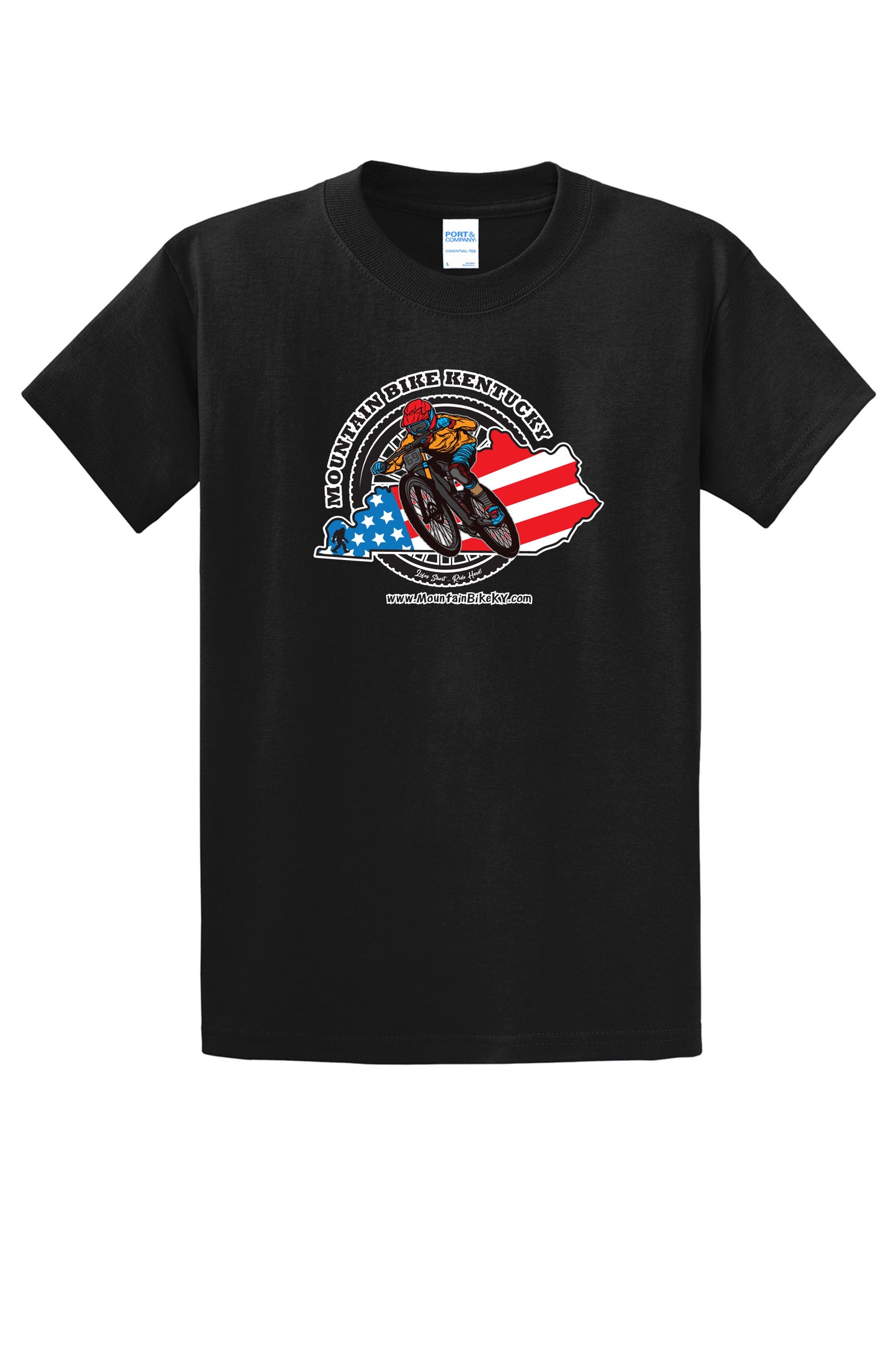 Mountain Bike Kentucky Flag Black Tee