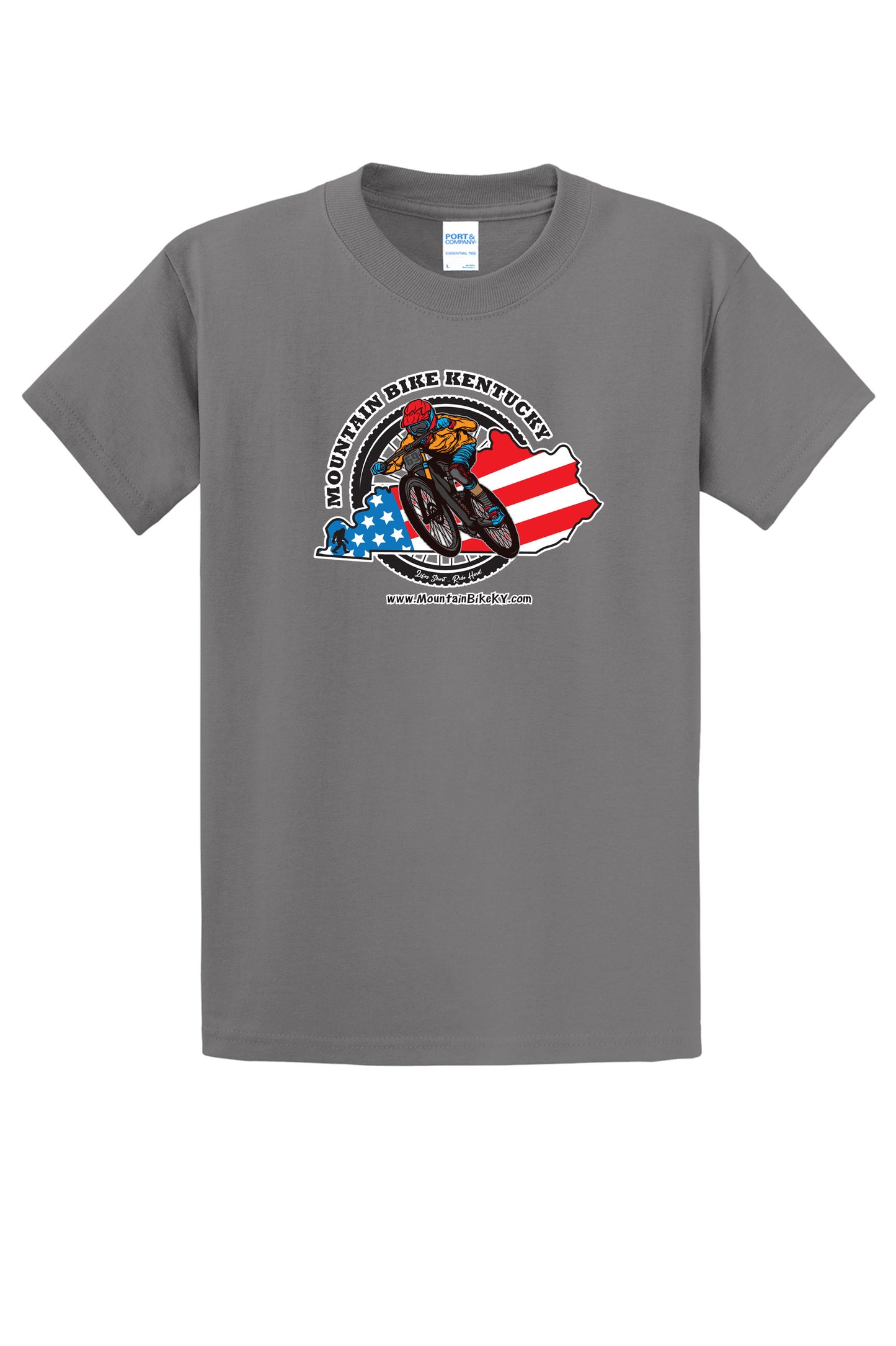 Mountain Bike Kentucky Flag Gray Tee