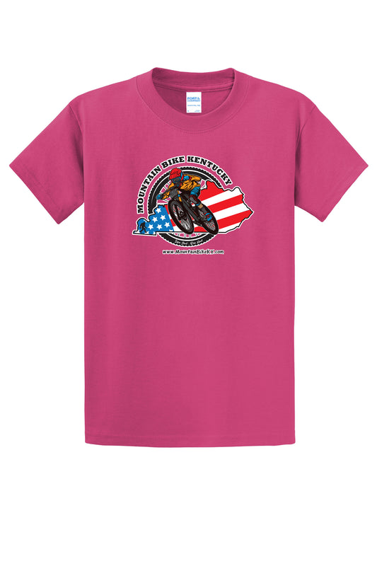 Mountain Bike Kentucky Flag Pink Tee